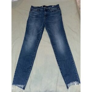 KUT from the Kloth Connie High Rise Ankle Skinny Jeans Medium Wash Raw Hem 8